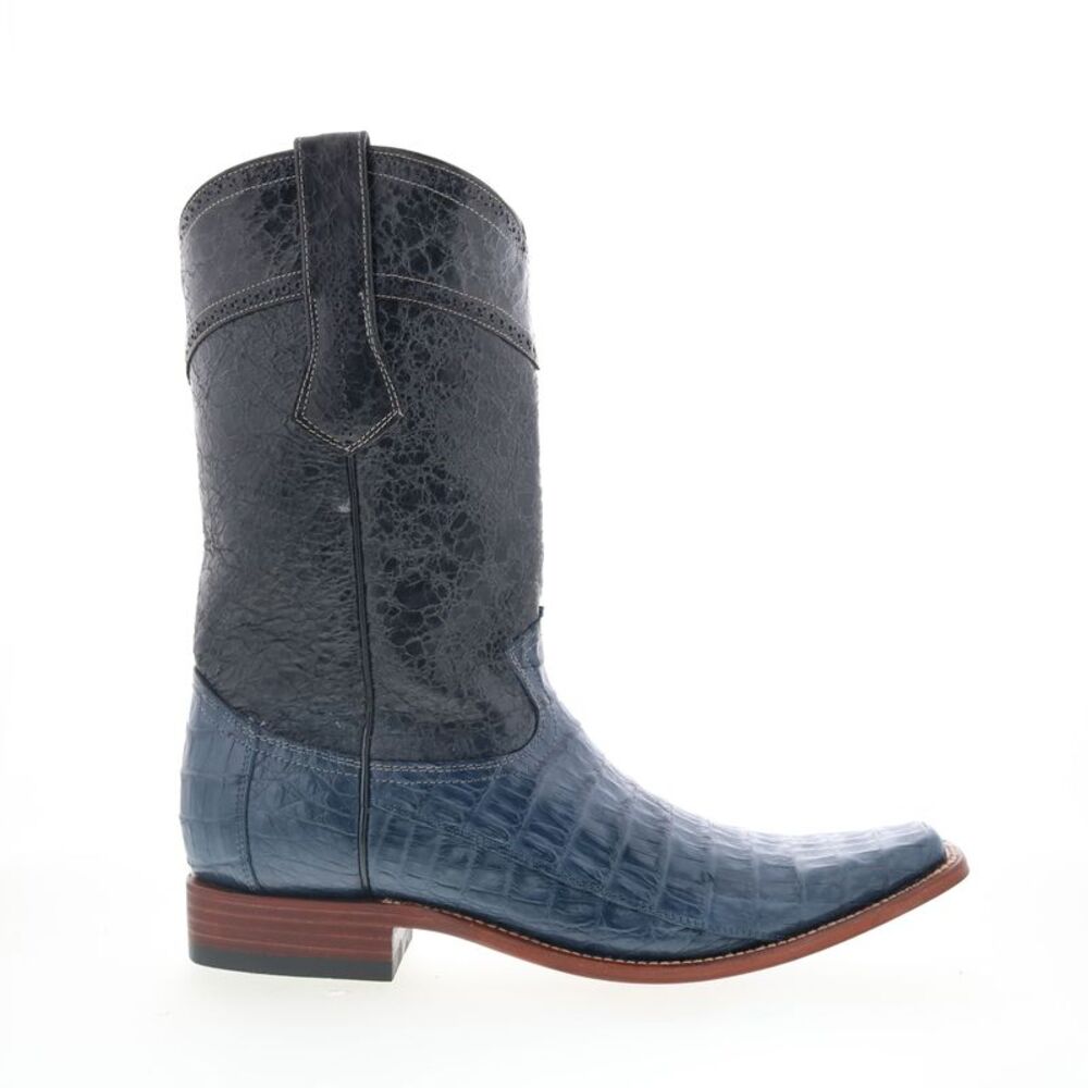 Los Altos Mens Square Toe Caiman Belly Boot Blue Boots (NWT)